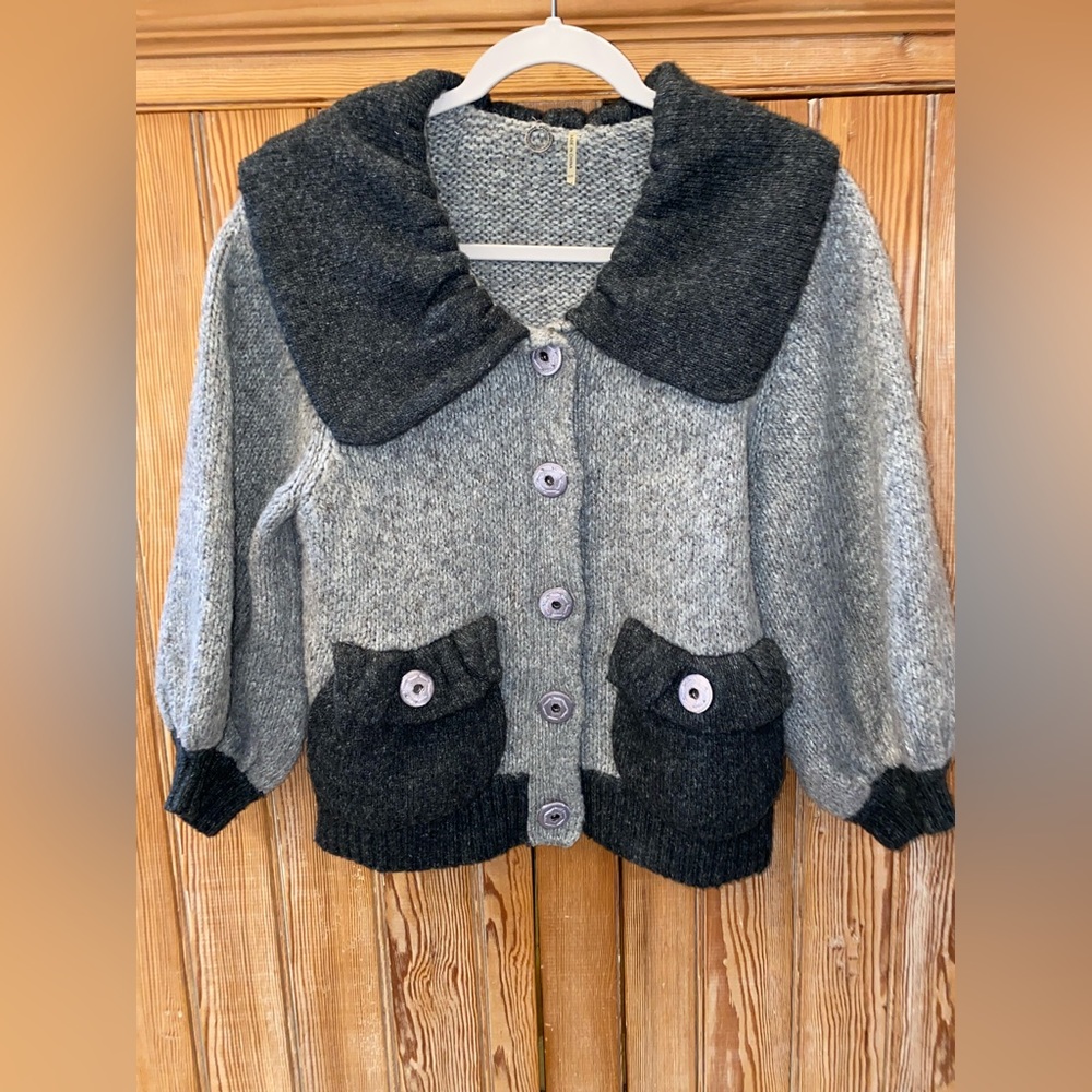 ** SOLD ** One Girl Who sweater, two tone grey